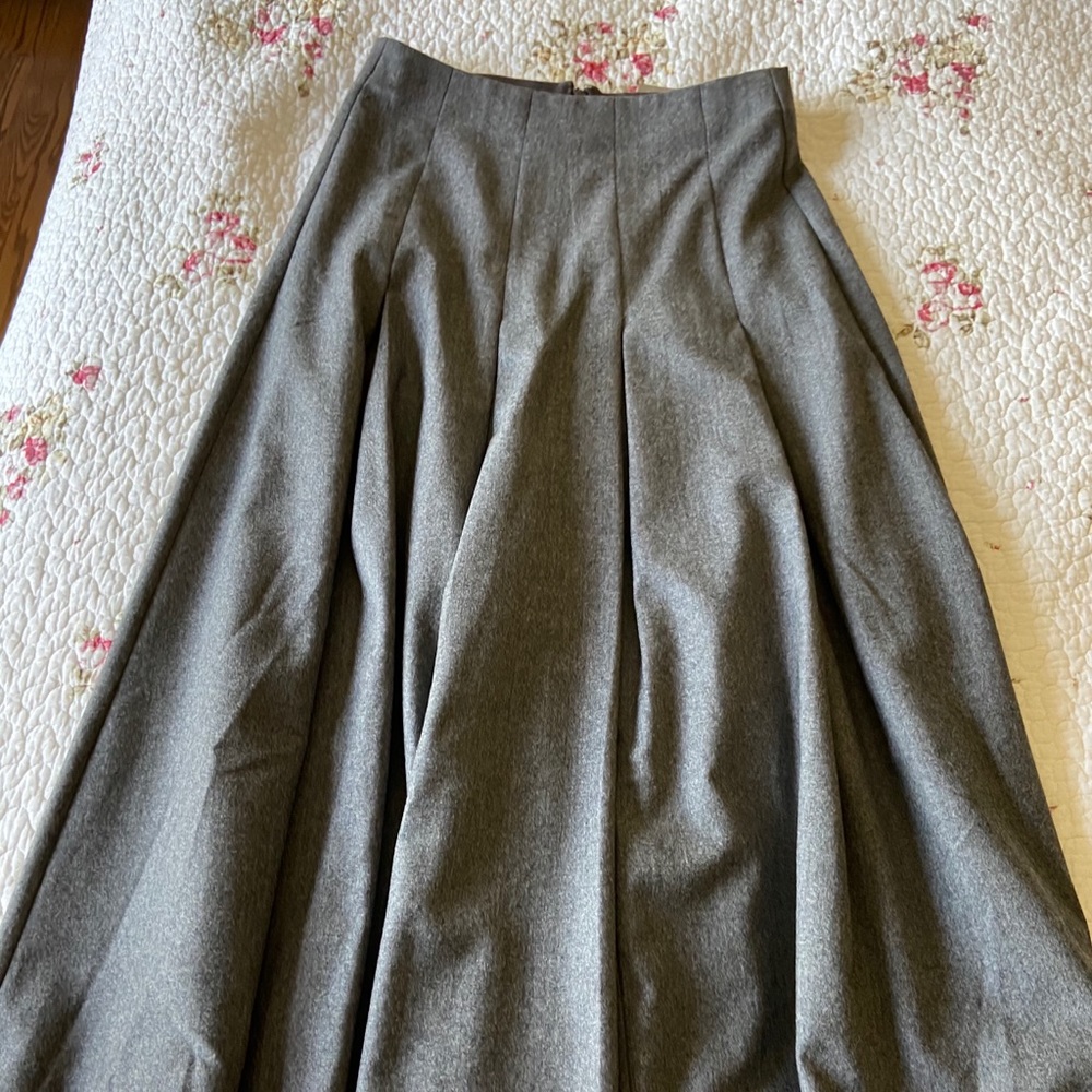 jcrew collection pleated wool flannel MIDI skirt